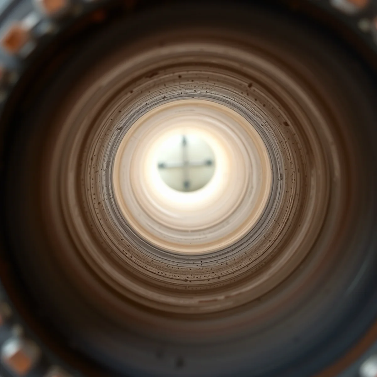 Diagnostic camera screen showing a completely restored, spotless 360-degree pipe interior