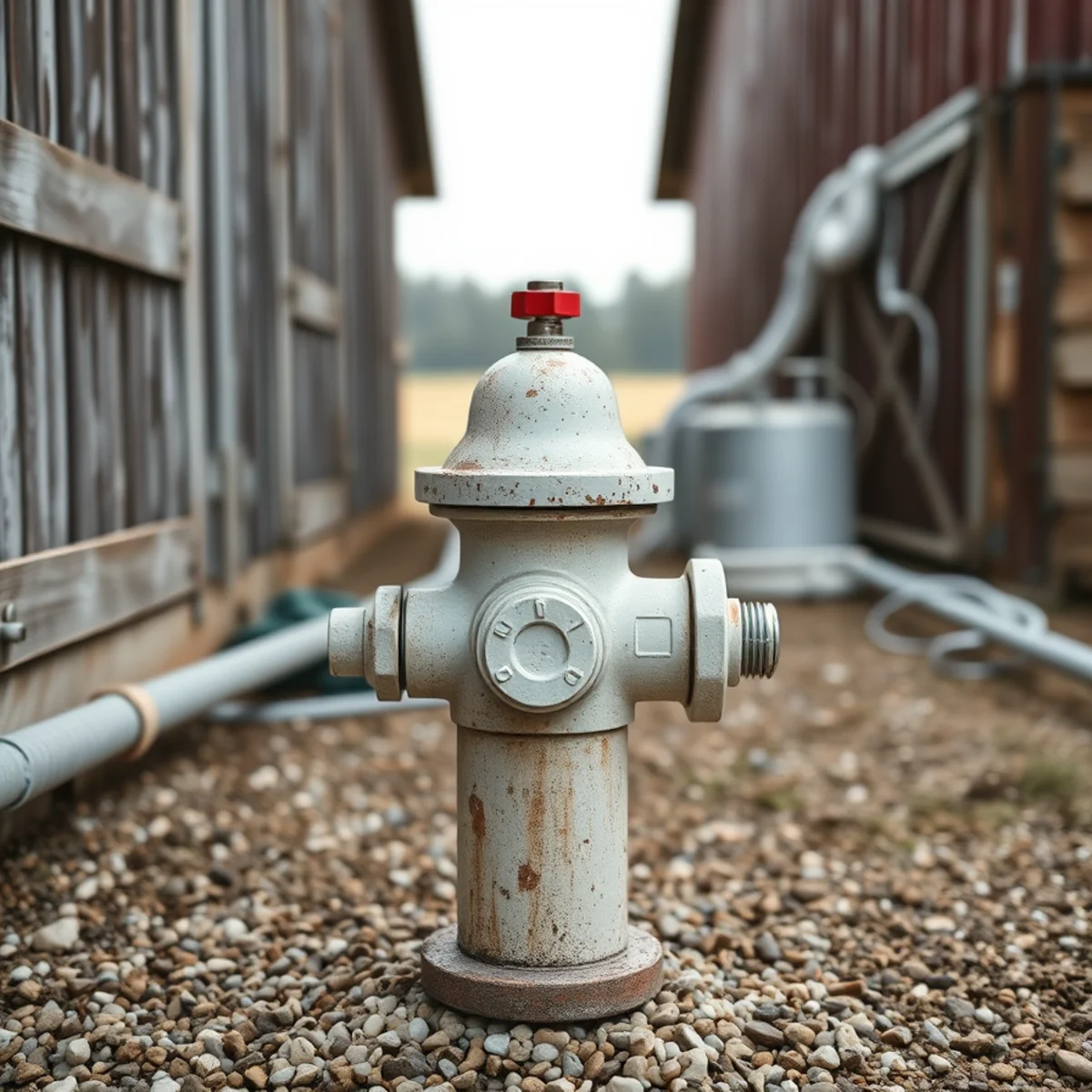 Heavy-duty frost-free sanitary yard hydrant installed in a rural agricultural setting