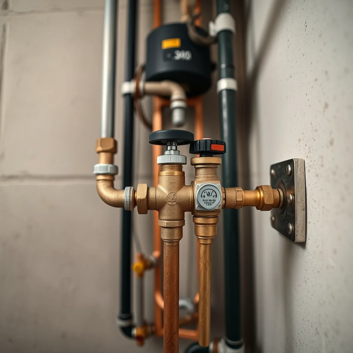 Integrated three-valve bypass manifold installed on incoming main line for water treatment service